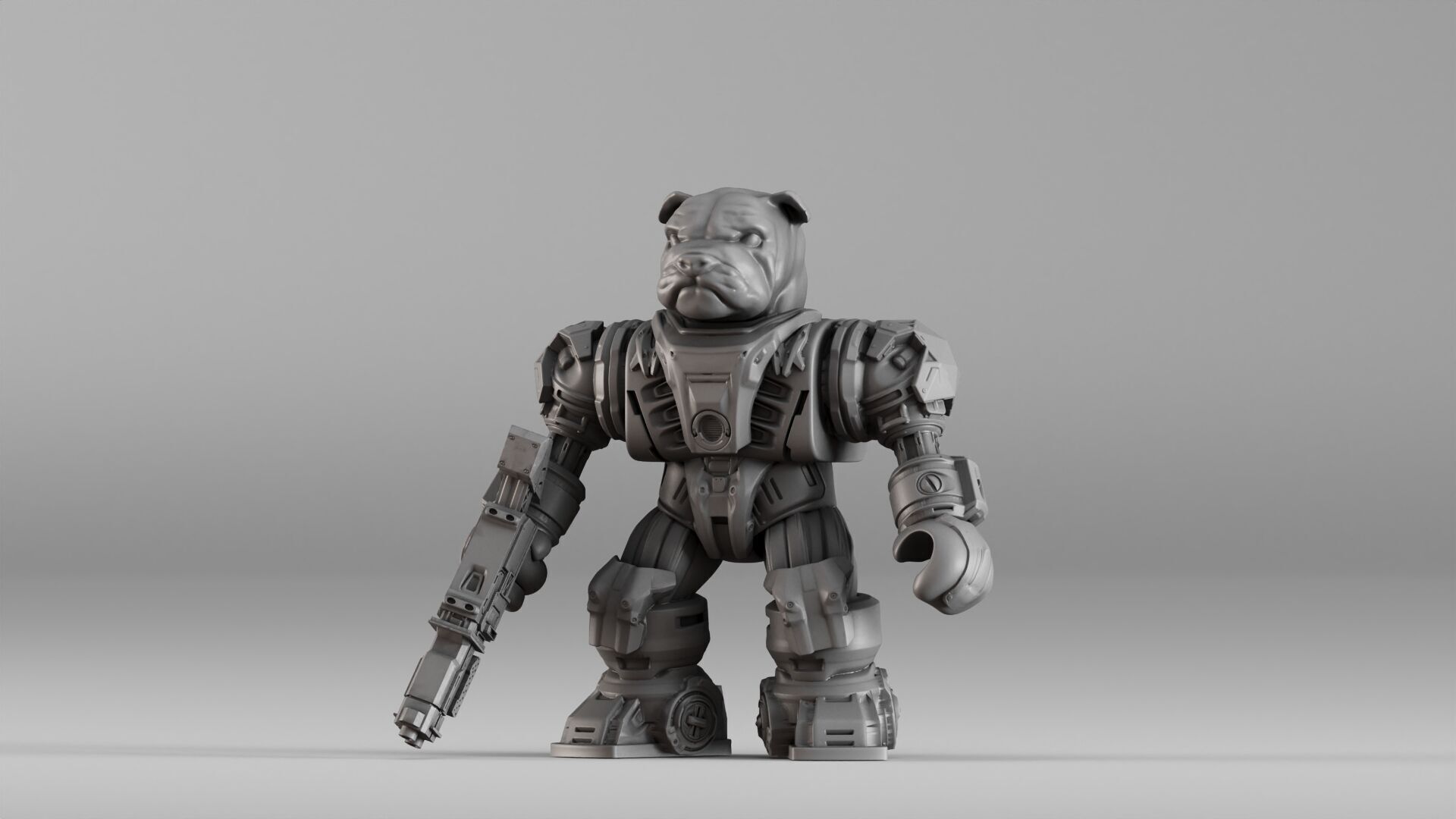 001586 Bulldog Mech Warrior 3D print model_29