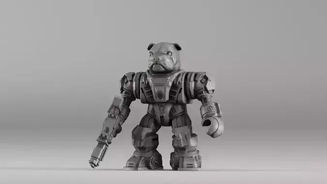 001586 Bulldog Mech Warrior 3D print model