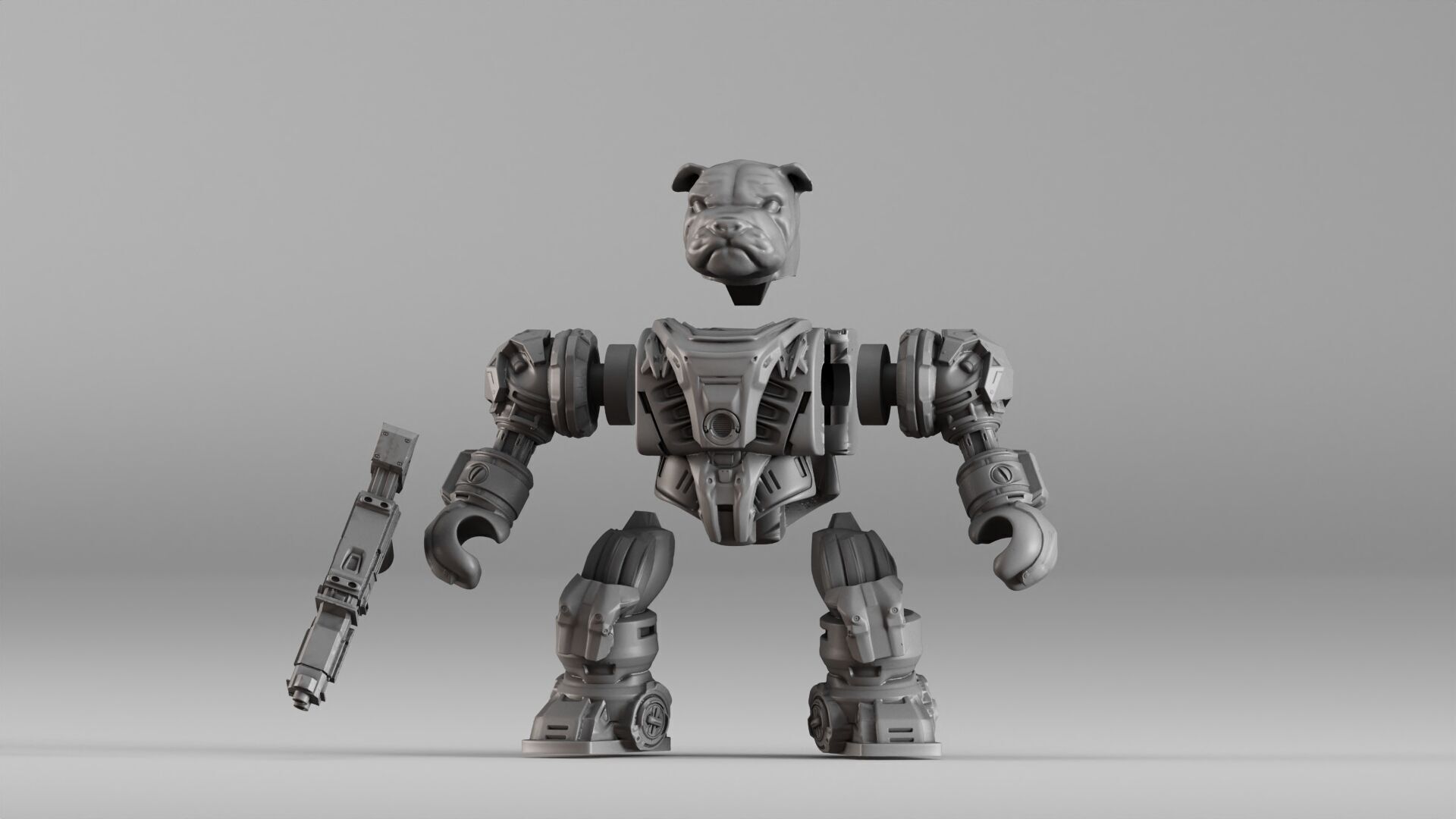 001586 Bulldog Mech Warrior 3D print model_4