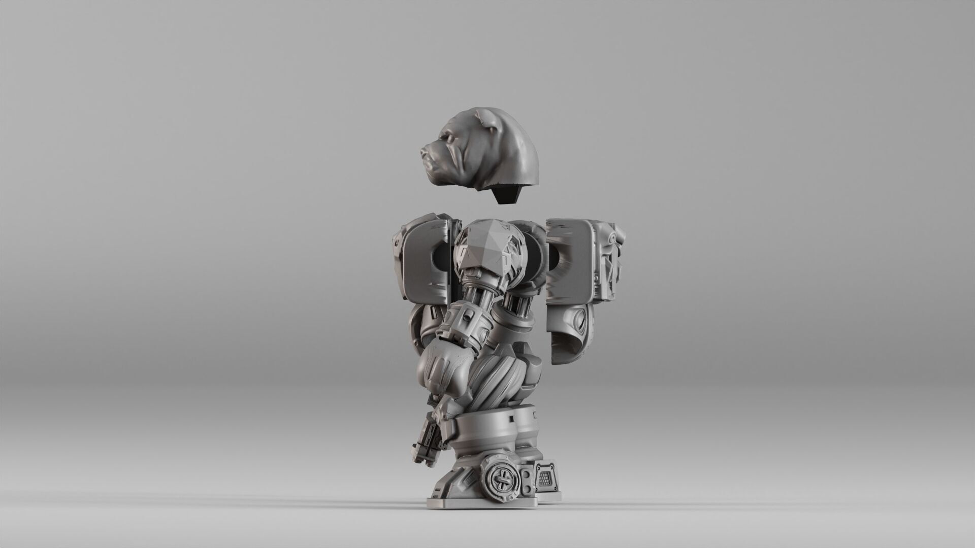 001586 Bulldog Mech Warrior 3D print model_22
