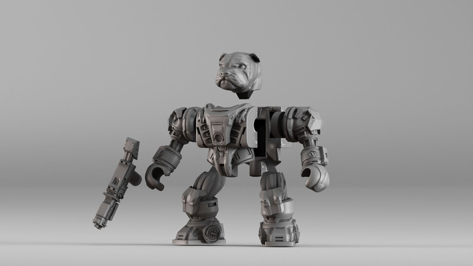 001586 Bulldog Mech Warrior 3D print model_28