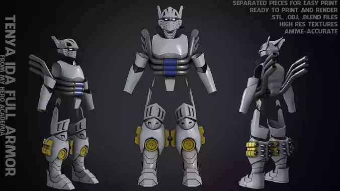 My Hero Academia Tenya Iida Ingenium Full Armor for Cosplay 3D Model Collection