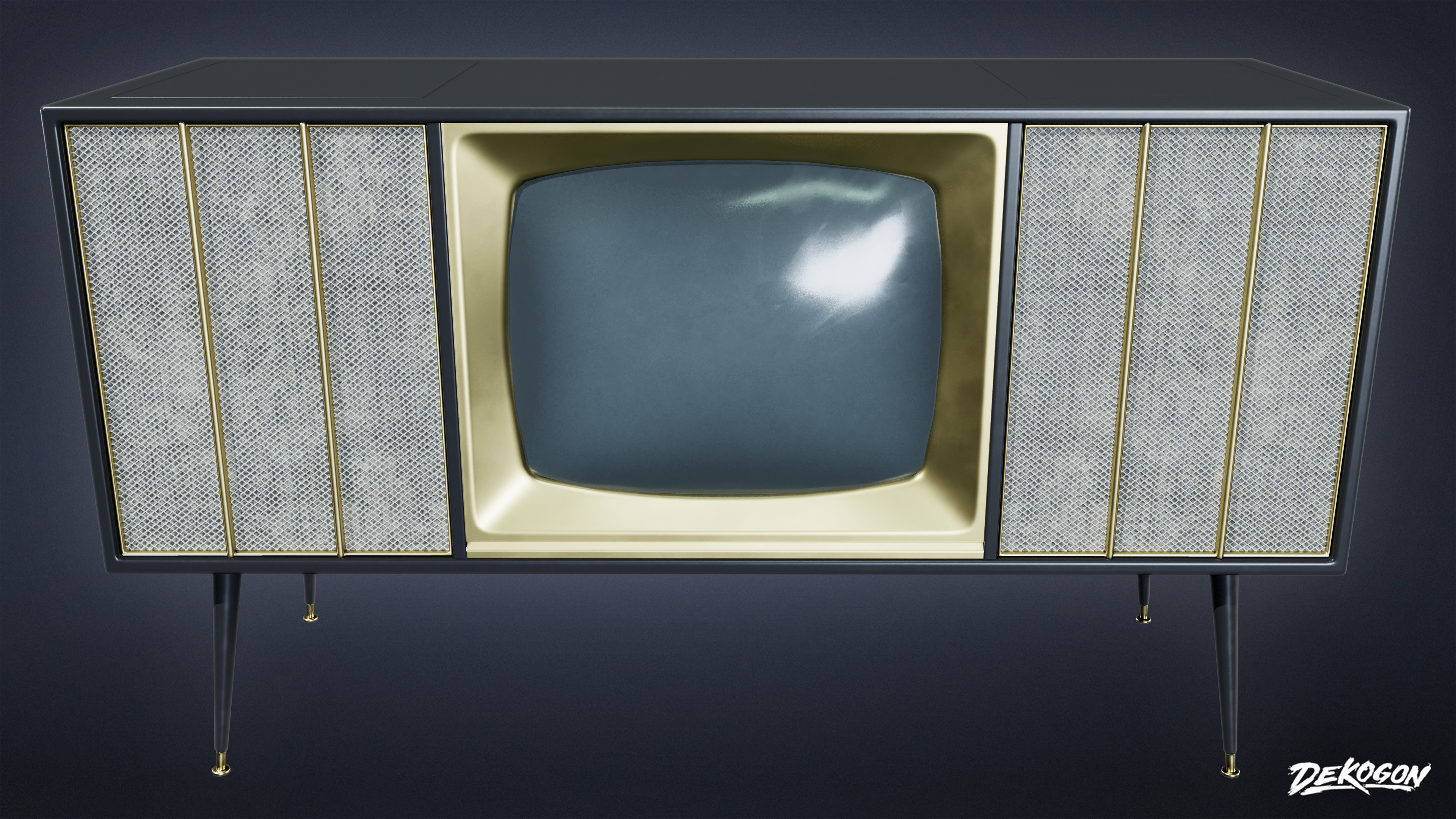 MIDCENTURY - Television 11 - LOW POLY Low-poly 3D model_1