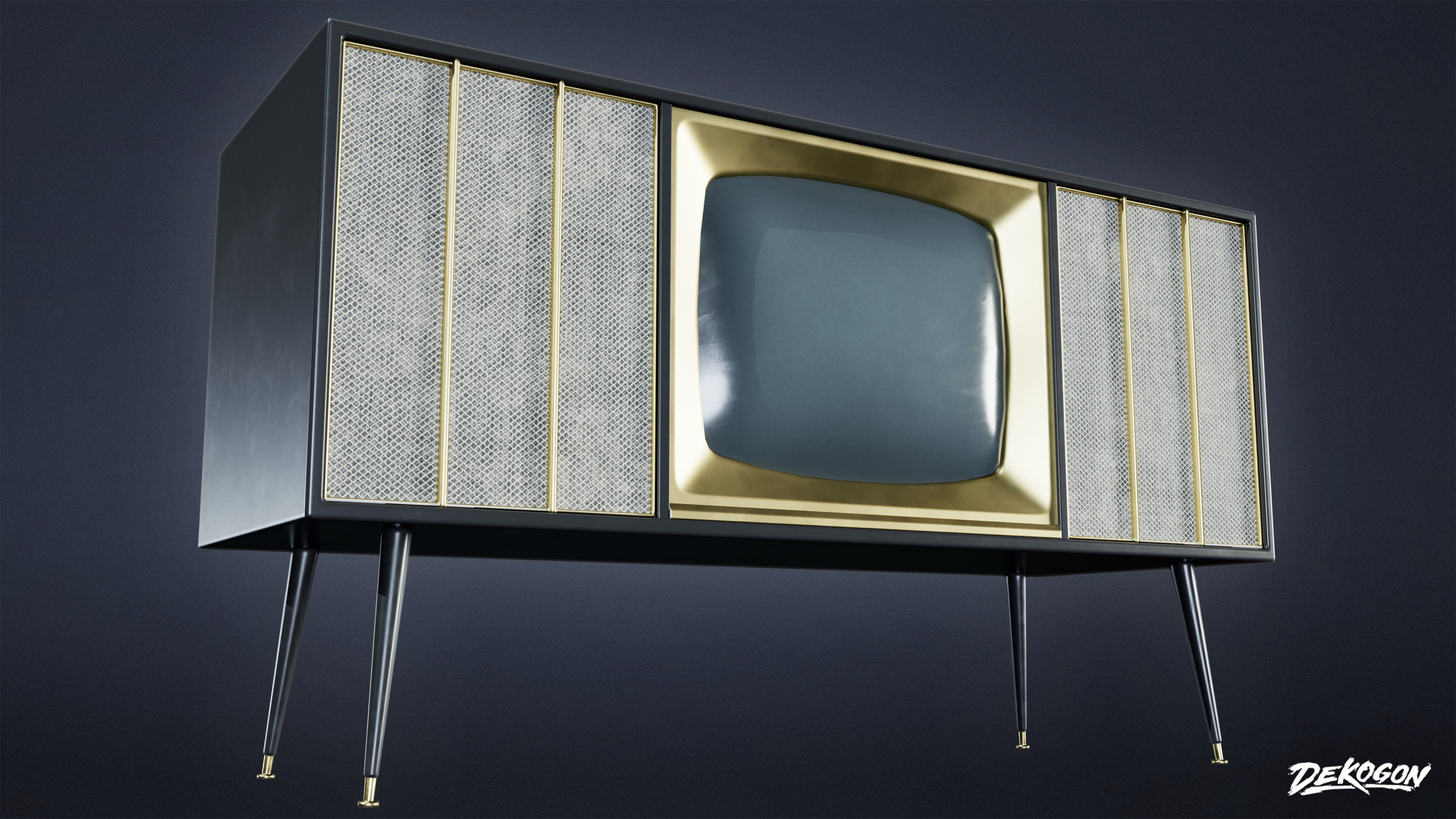 MIDCENTURY - Television 11 - LOW POLY Low-poly 3D model_5