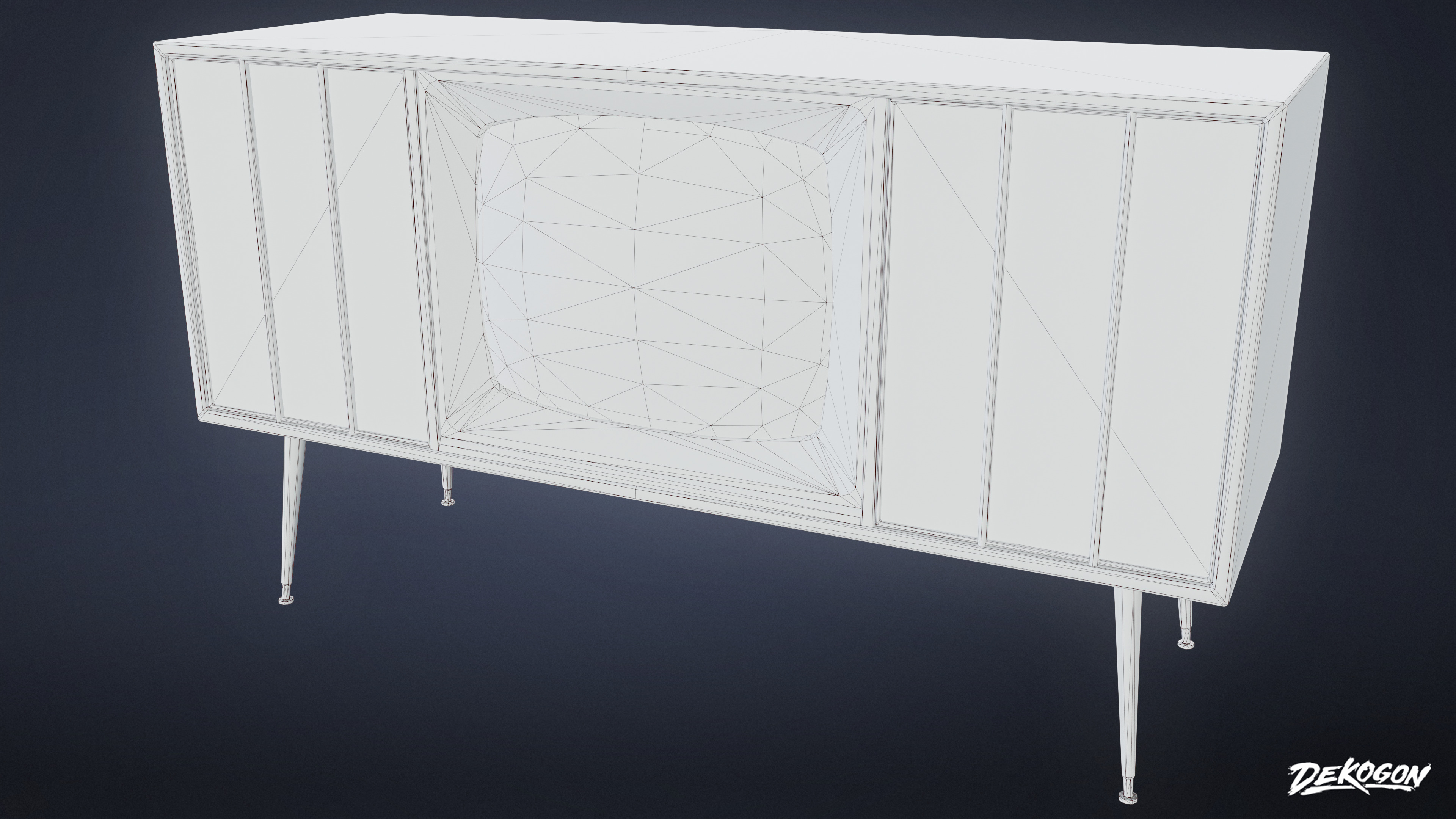 MIDCENTURY - Television 11 - LOW POLY Low-poly 3D model_8