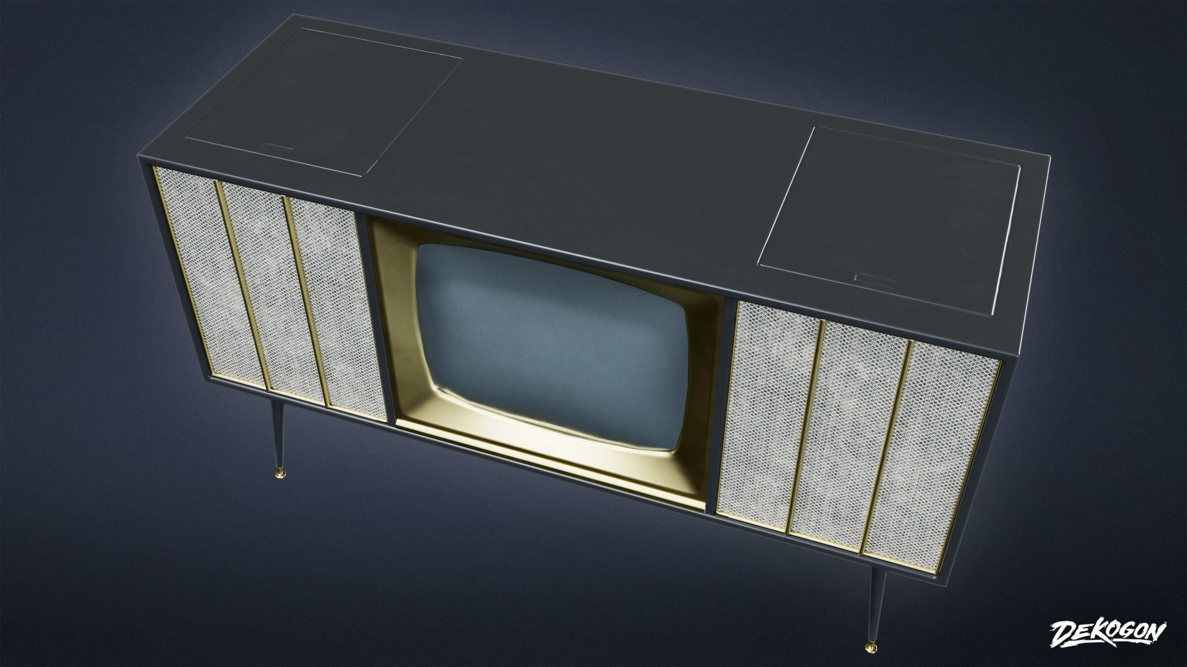 MIDCENTURY - Television 11 - LOW POLY Low-poly 3D model_4