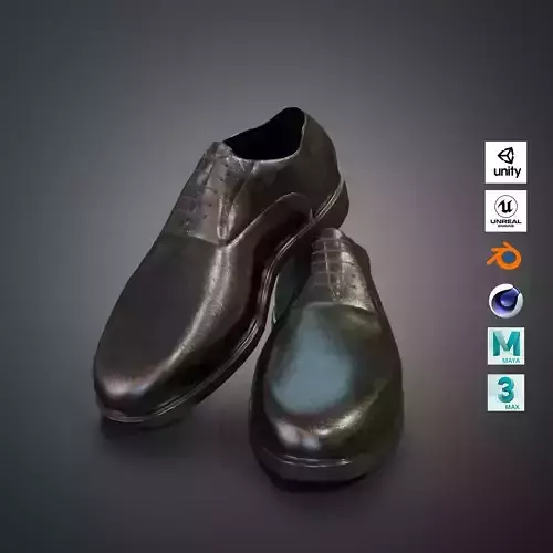 Men Leather Shoes - Realistic and Game-Ready Low-poly 3D model