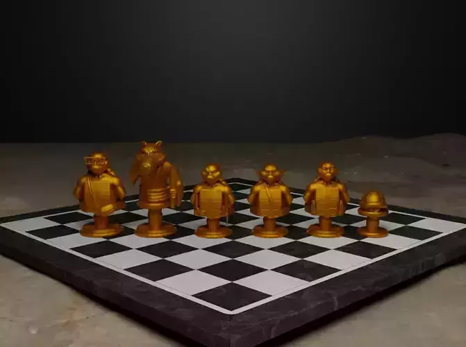 Ninja Turtle Chess Set- Ninja Turtle  Character Chess With 6 PCS 3D print model