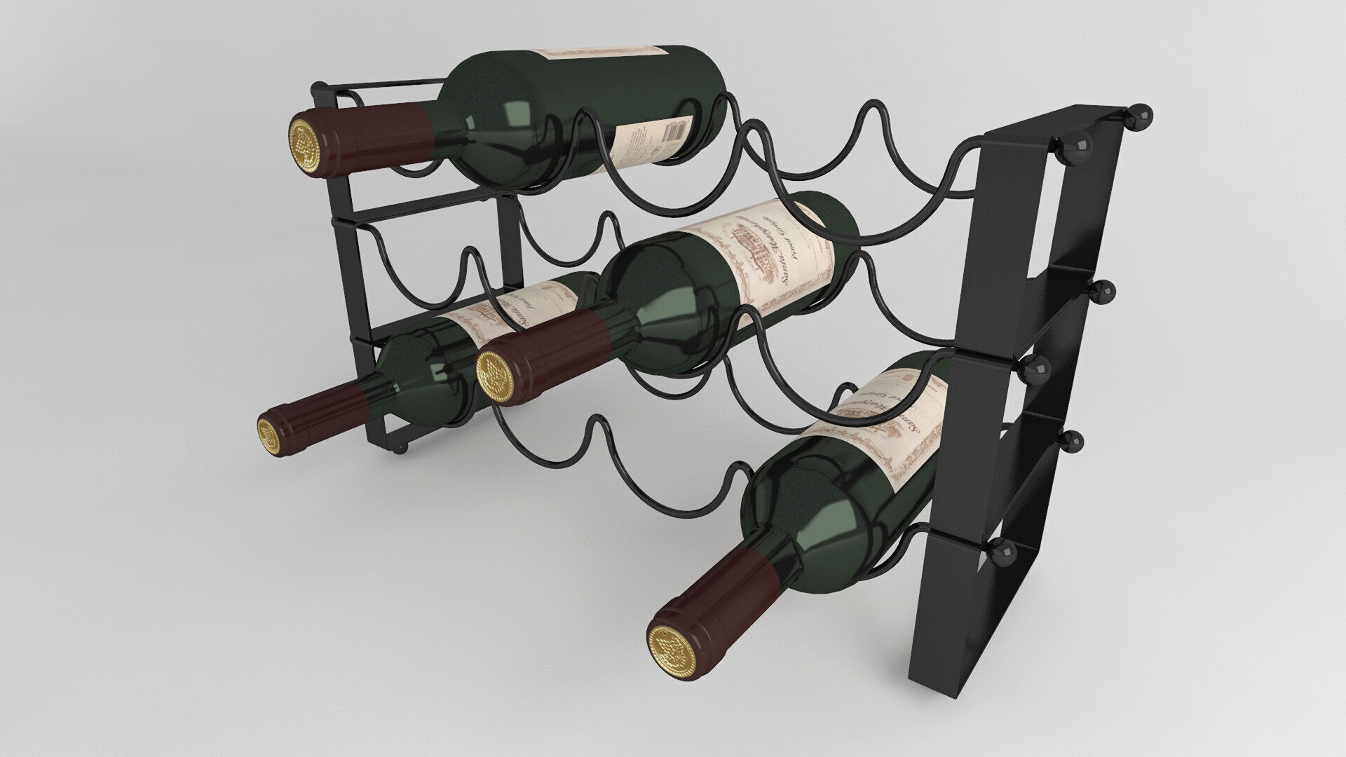 High quality model of decorative metal stand for wine bottles 3D model_1