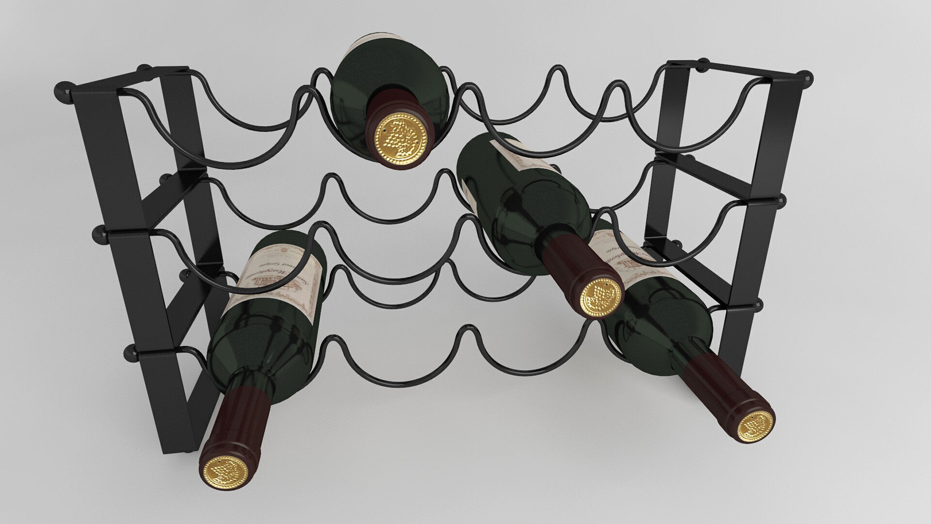 High quality model of decorative metal stand for wine bottles 3D model_3