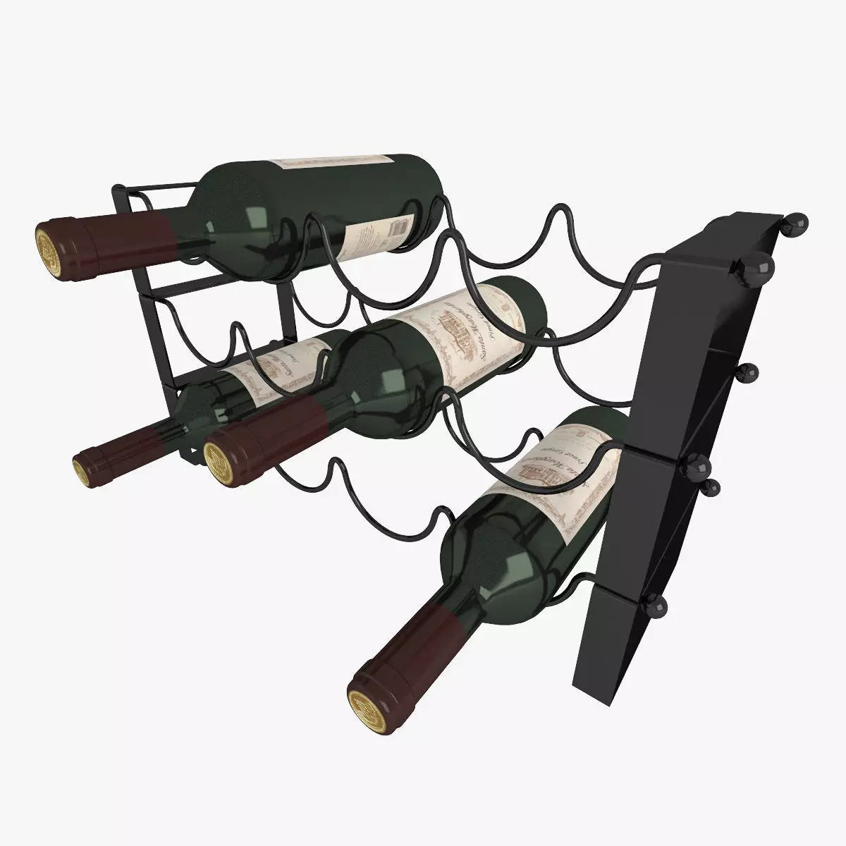 High quality model of decorative metal stand for wine bottles 3D model_0