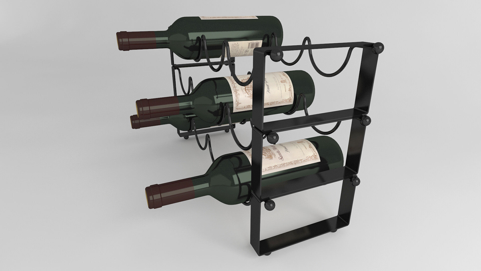 High quality model of decorative metal stand for wine bottles 3D model_2