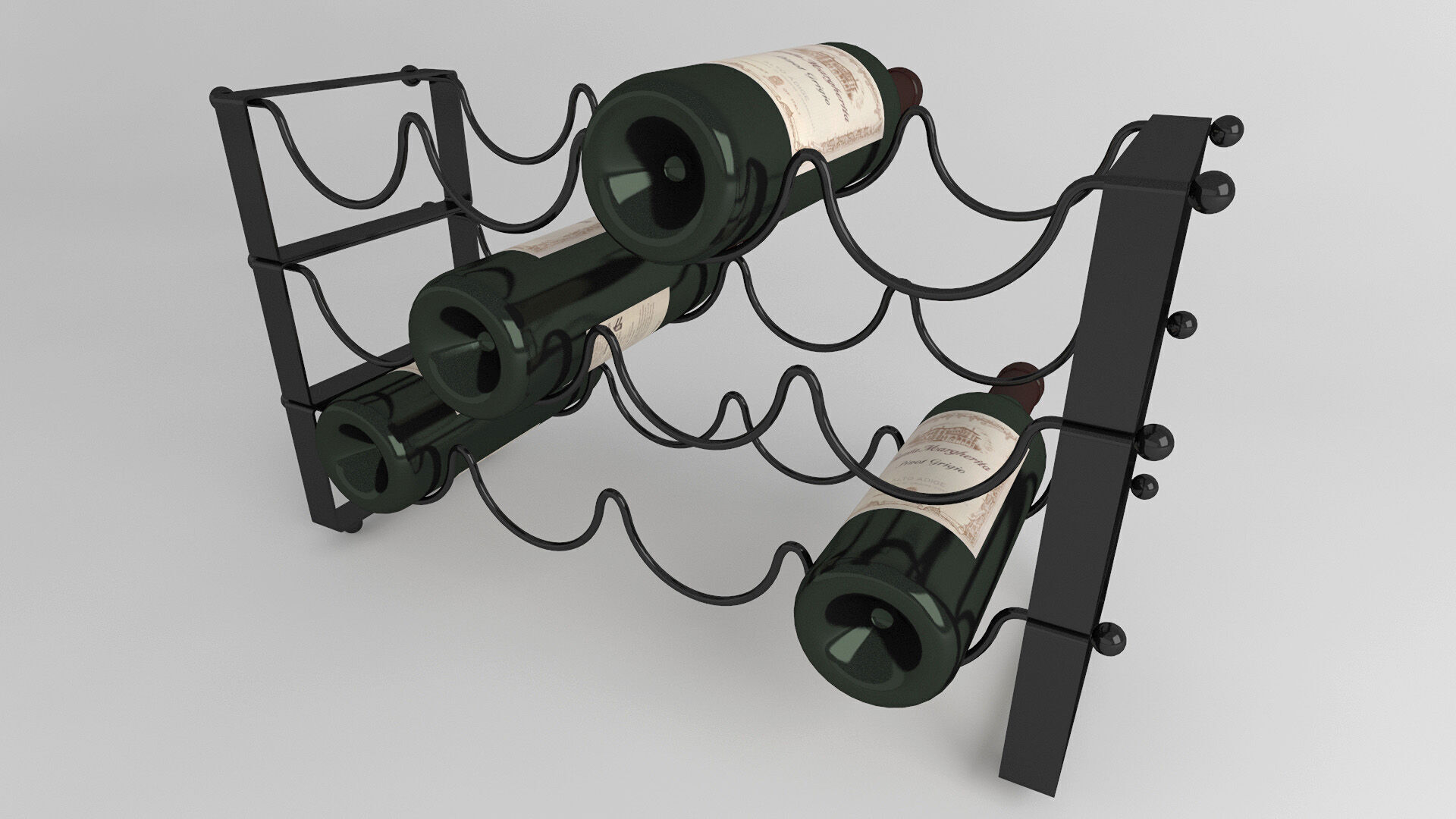 High quality model of decorative metal stand for wine bottles 3D model_5