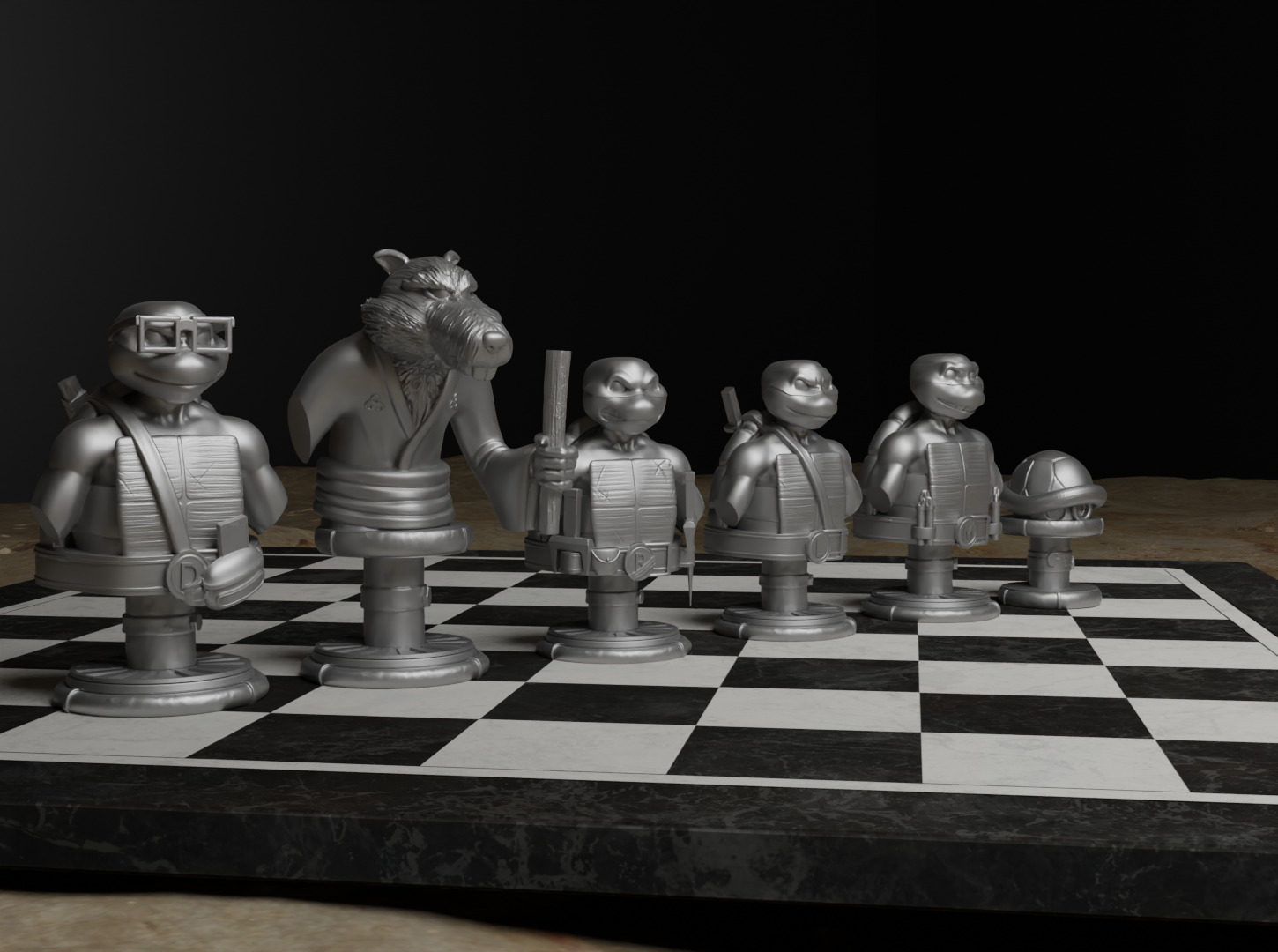 Ninja Turtle Chess Set- Ninja Turtle Character Chess 3D print model_36