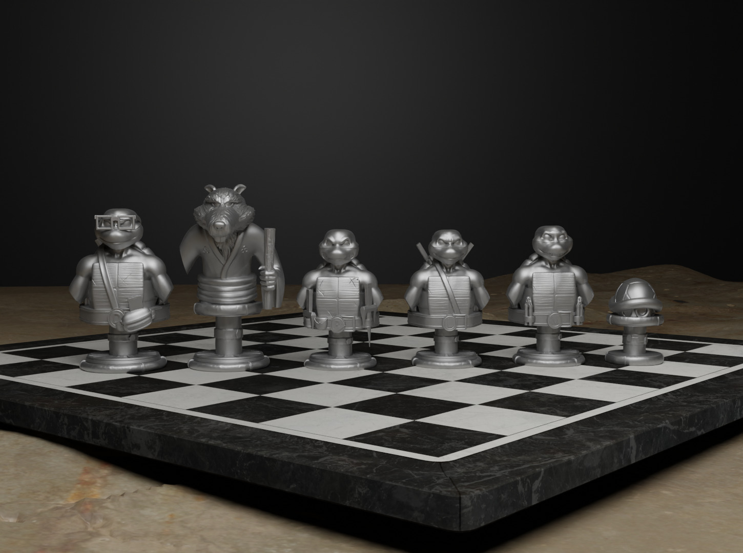 Ninja Turtle Chess Set- Ninja Turtle Character Chess 3D print model_47