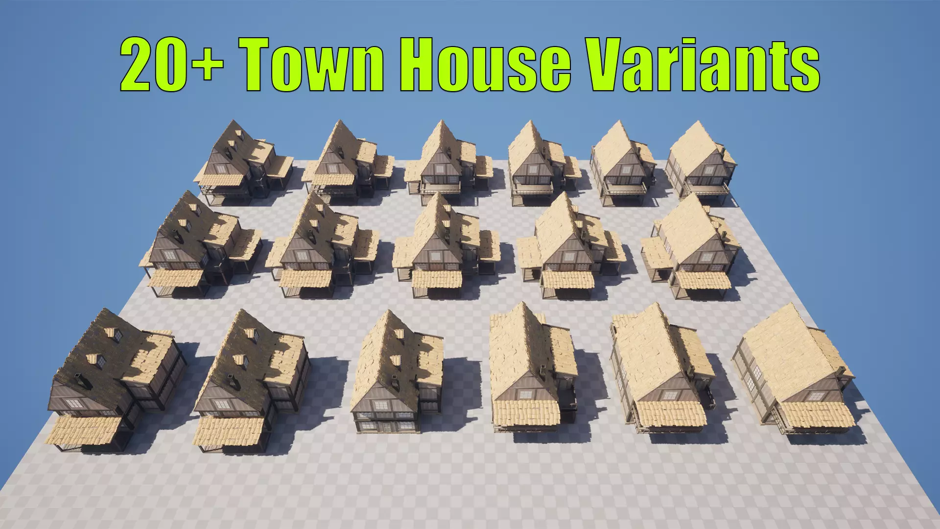 20 House Variants - 4K NEXT GEN game-ready models of town houses Low-poly 3D model