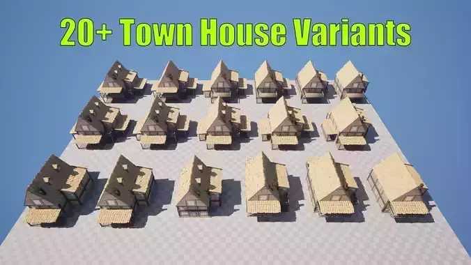 20 House Variants - 4K NEXT GEN game-ready models of town houses Low-poly 3D model