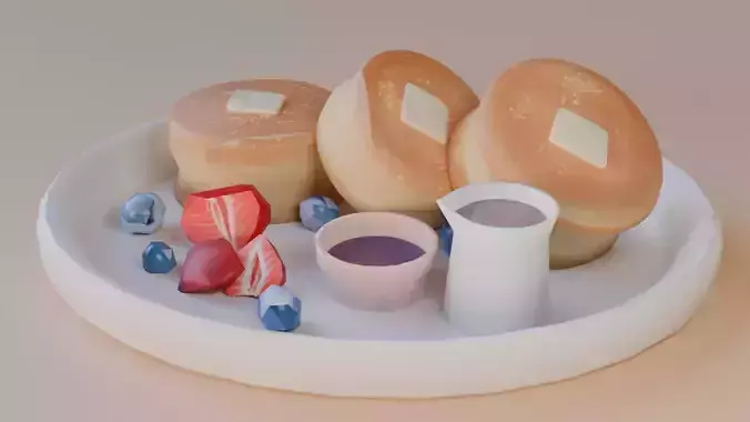 Delicious Pancake Stack with Berries and Strawberries 