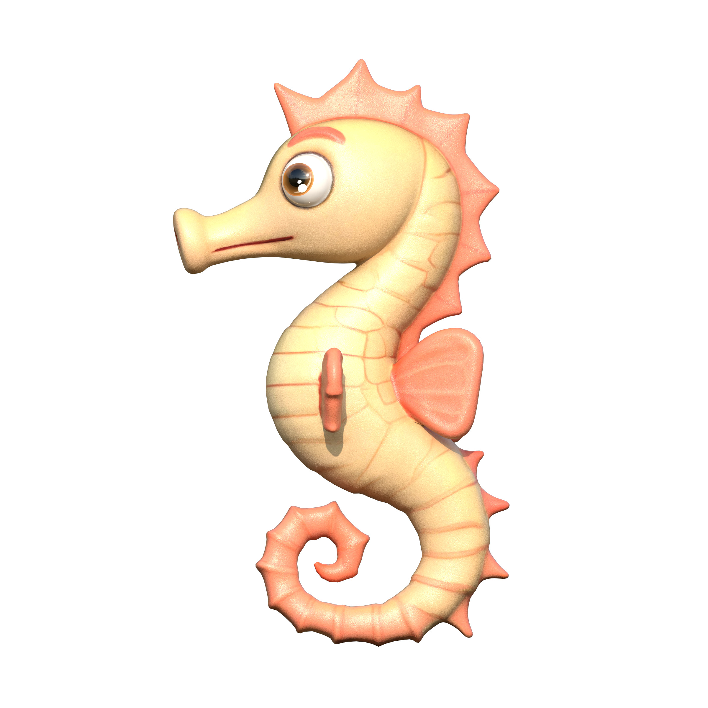 Cartoon Seahorse Low-poly 3D model_1