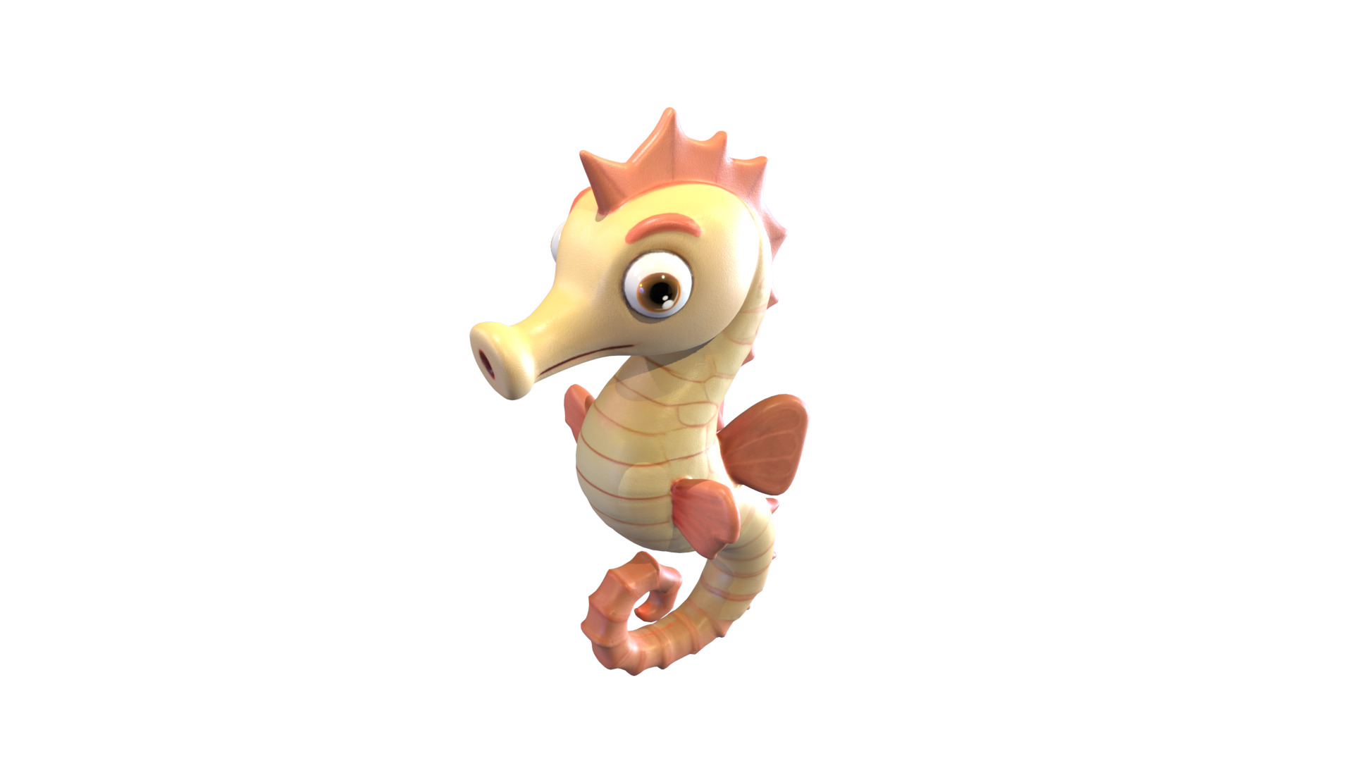 Cartoon Seahorse Low-poly 3D model_17