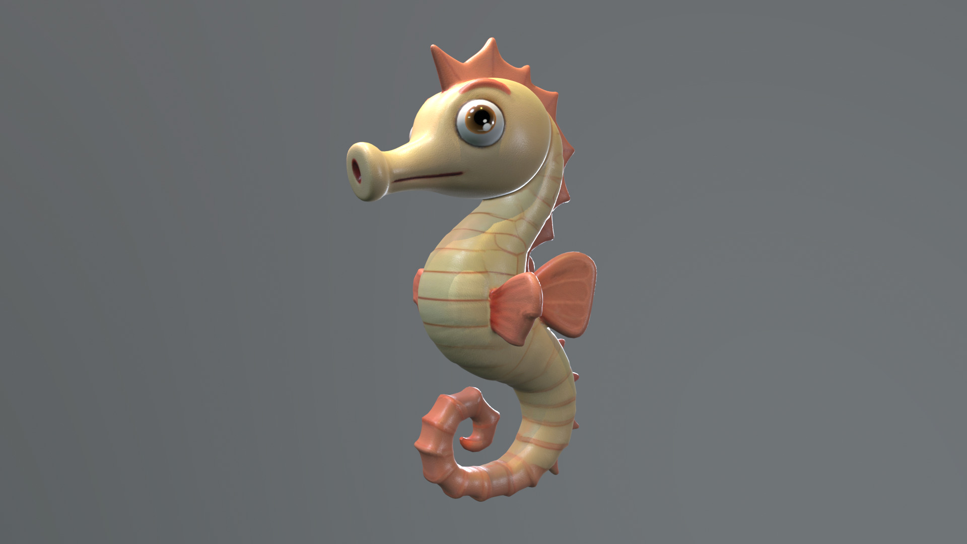 Cartoon Seahorse Low-poly 3D model_7