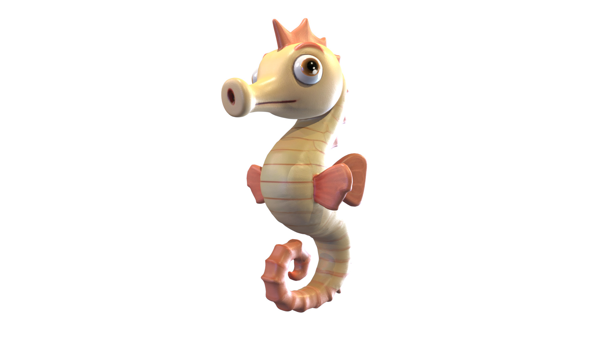 Cartoon Seahorse Low-poly 3D model_13
