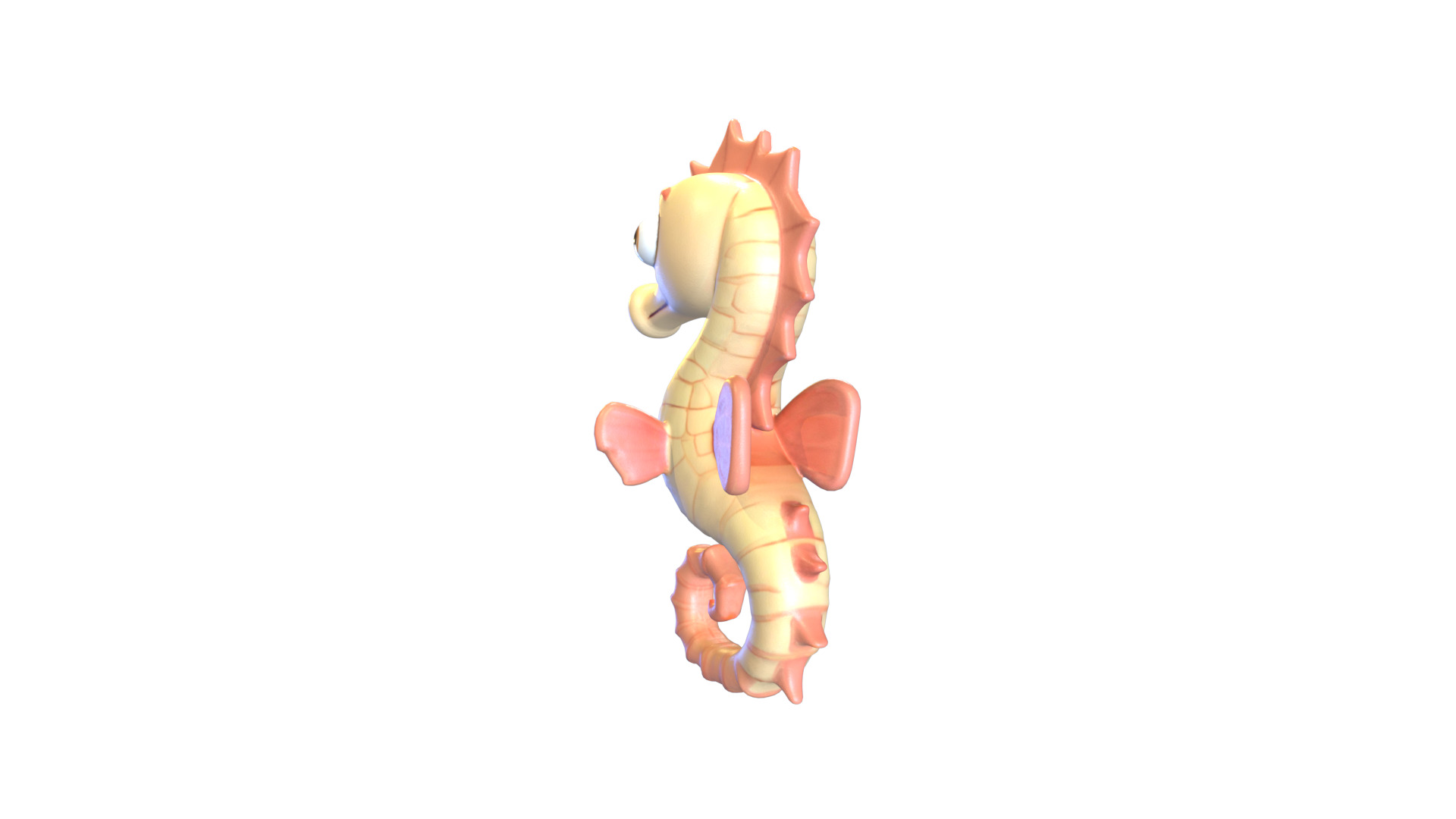 Cartoon Seahorse Low-poly 3D model_16