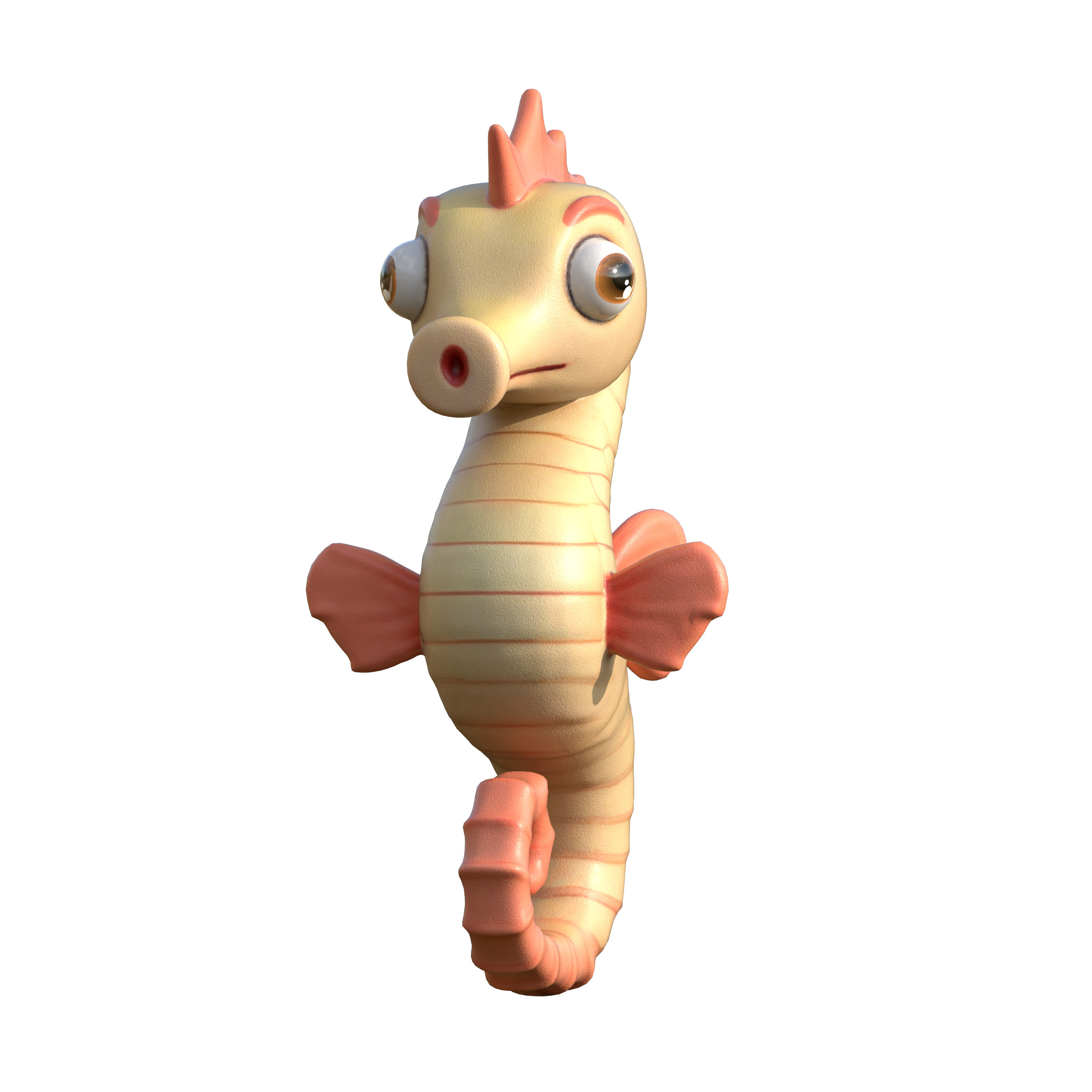 Cartoon Seahorse Low-poly 3D model_8
