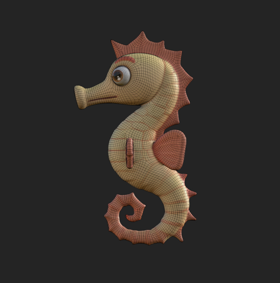 Cartoon Seahorse Low-poly 3D model_5