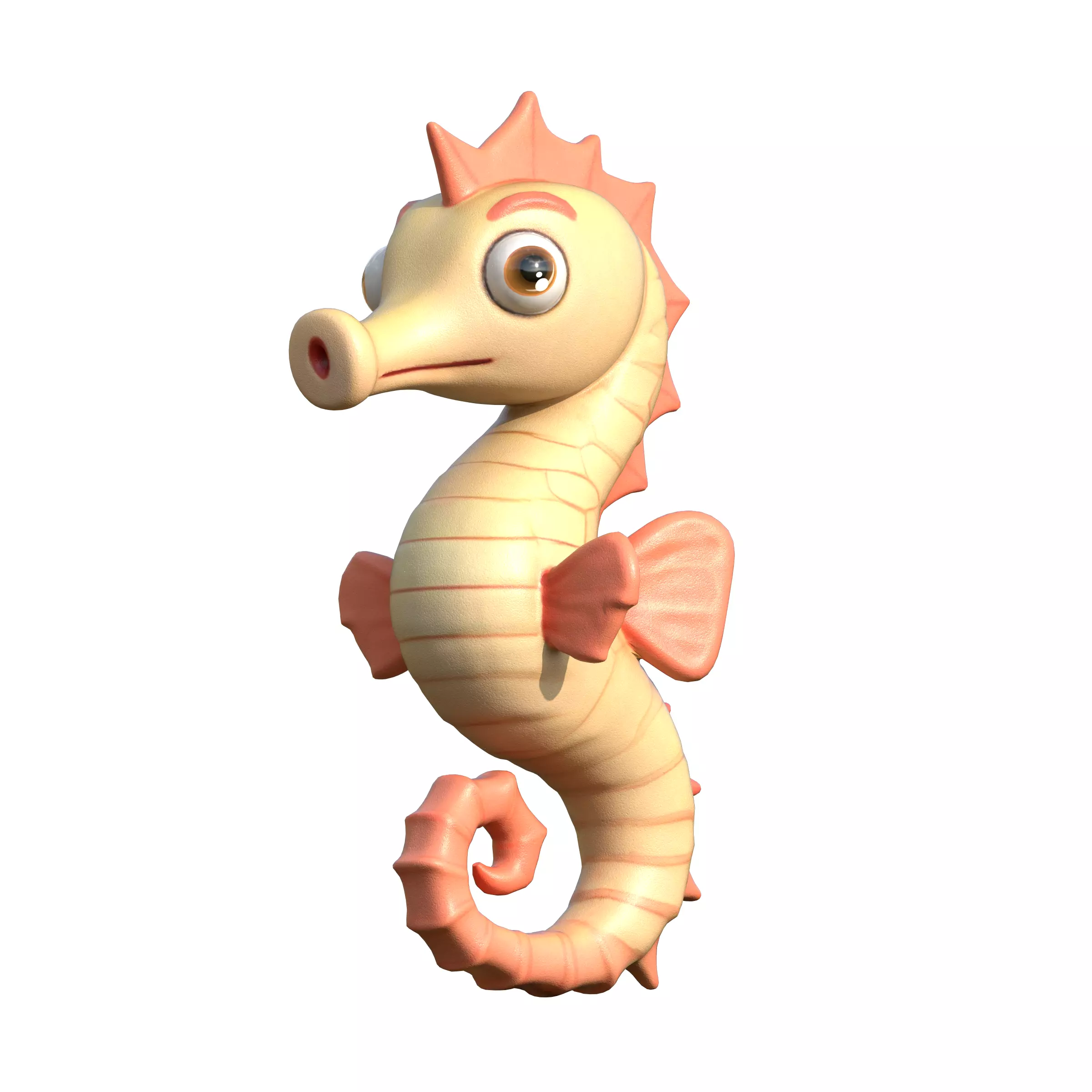 Cartoon Seahorse Low-poly 3D model_0