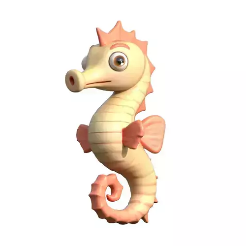 Cartoon Seahorse Low-poly 3D model