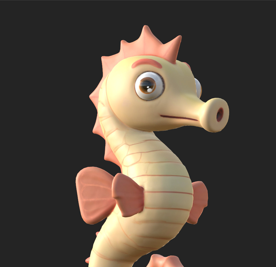 Cartoon Seahorse Low-poly 3D model_4