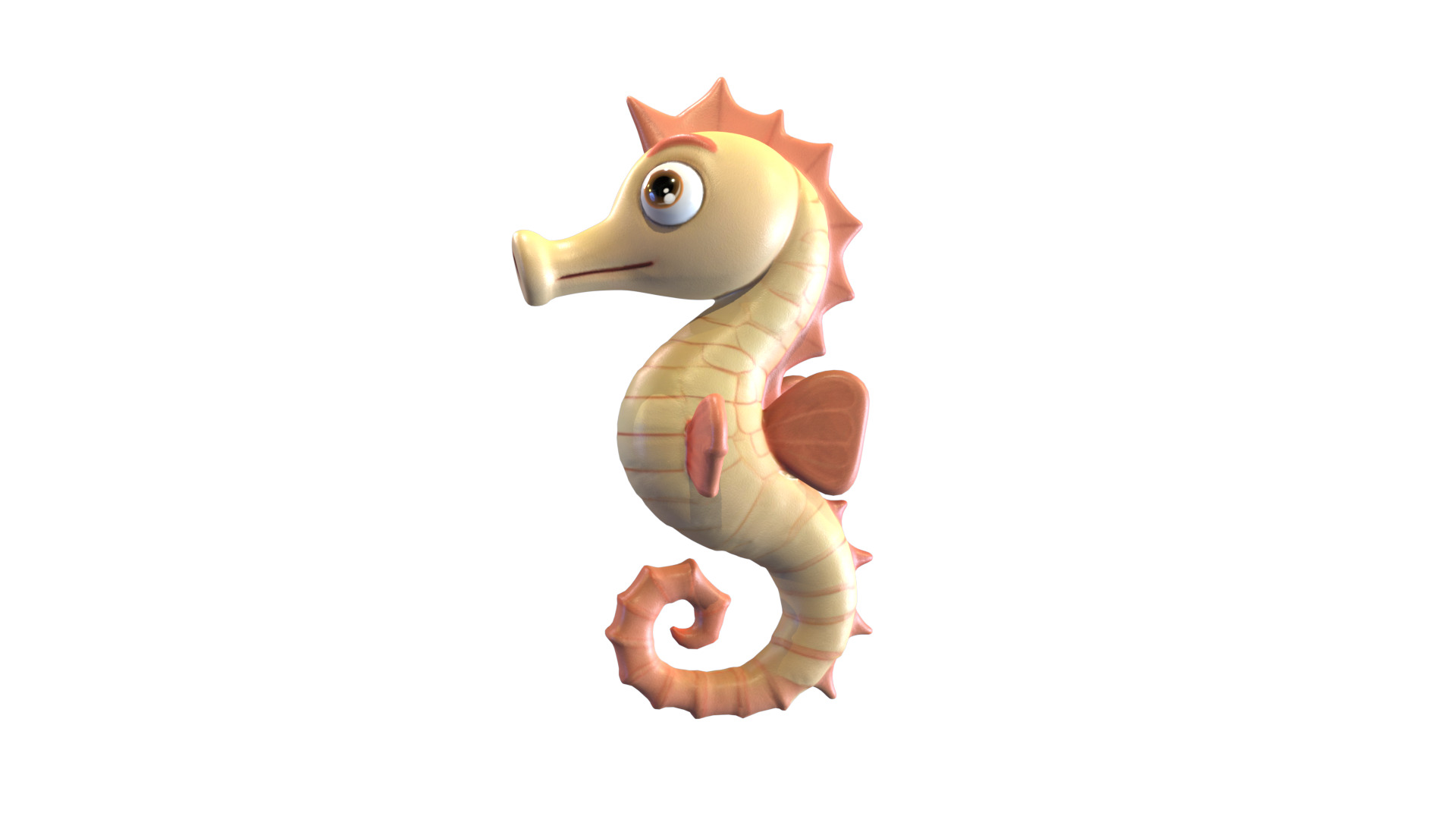 Cartoon Seahorse Low-poly 3D model_2