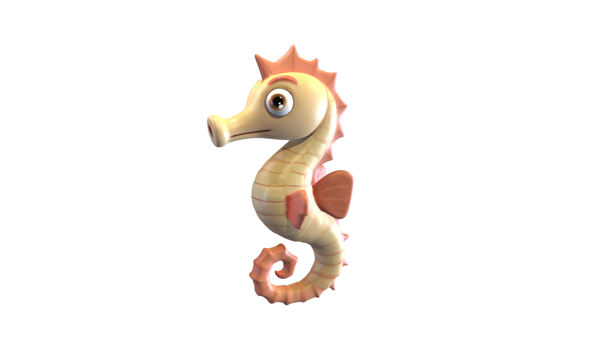 Cartoon Seahorse Low-poly 3D model_3