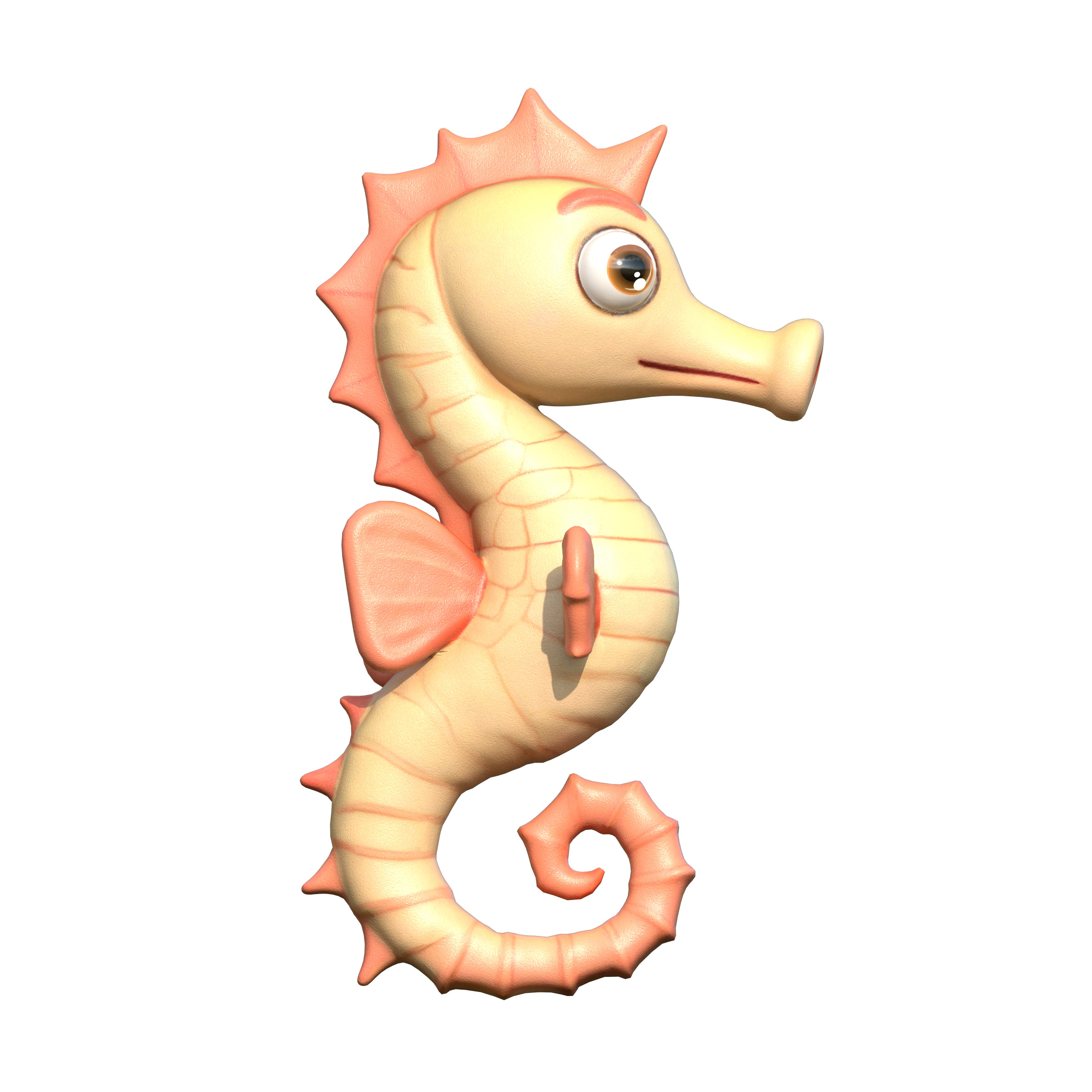 Cartoon Seahorse Low-poly 3D model_15