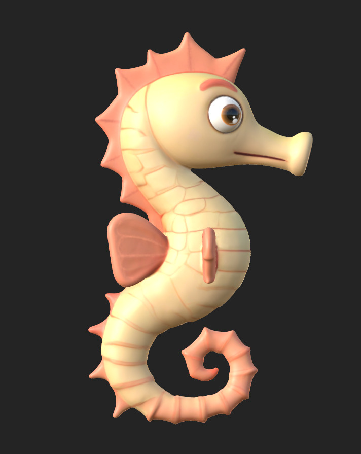 Cartoon Seahorse Low-poly 3D model_6
