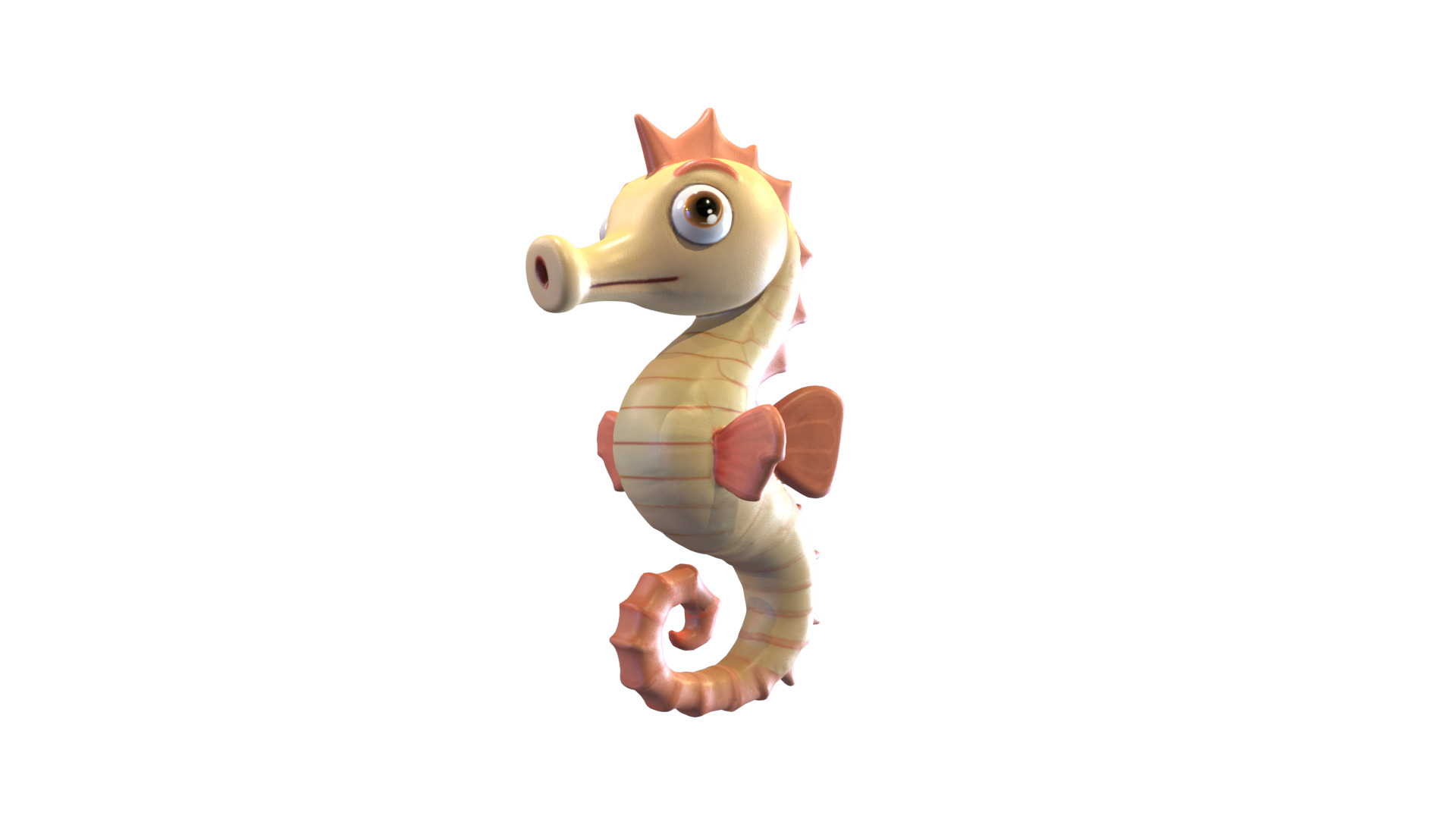 Cartoon Seahorse Low-poly 3D model_18