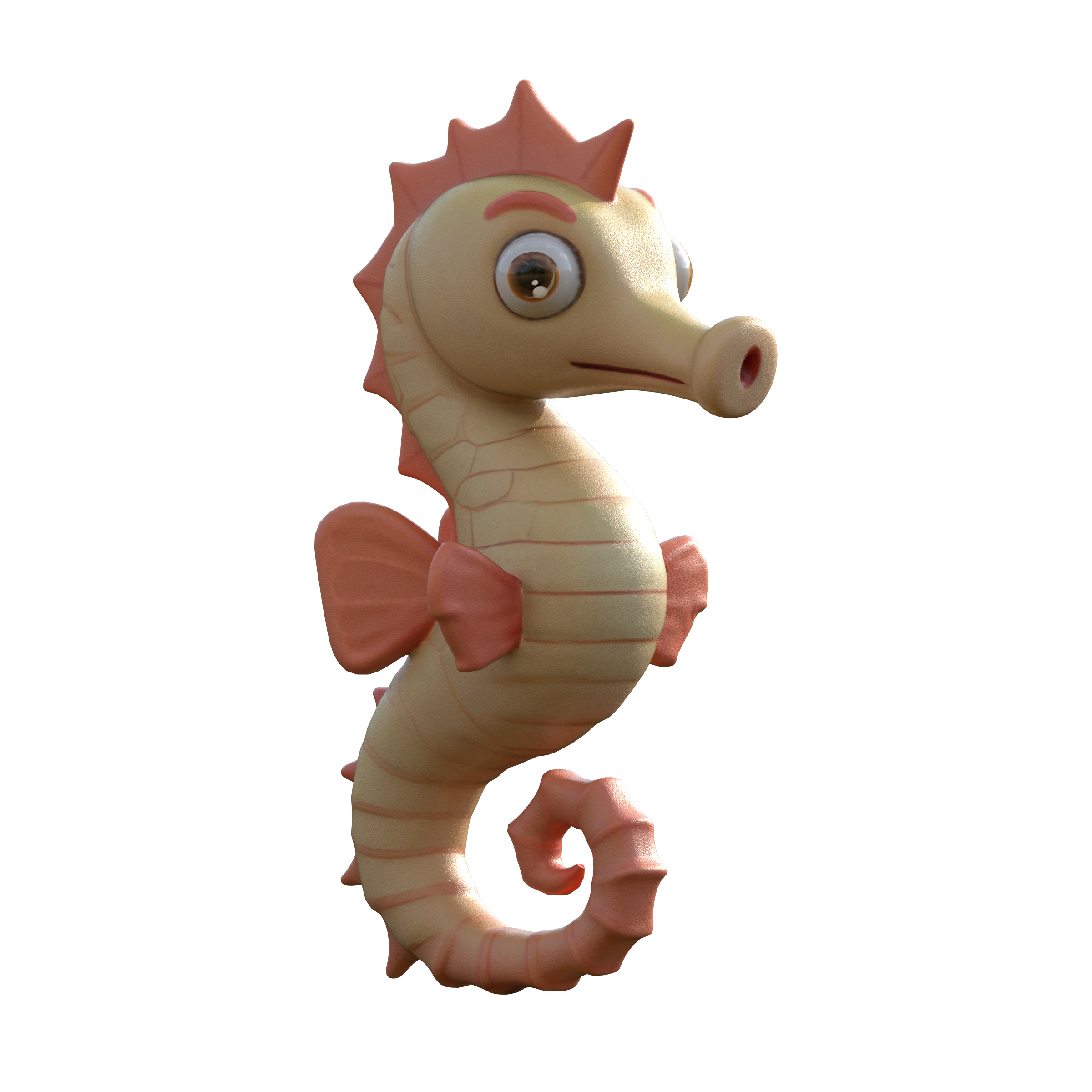 Cartoon Seahorse Low-poly 3D model_14