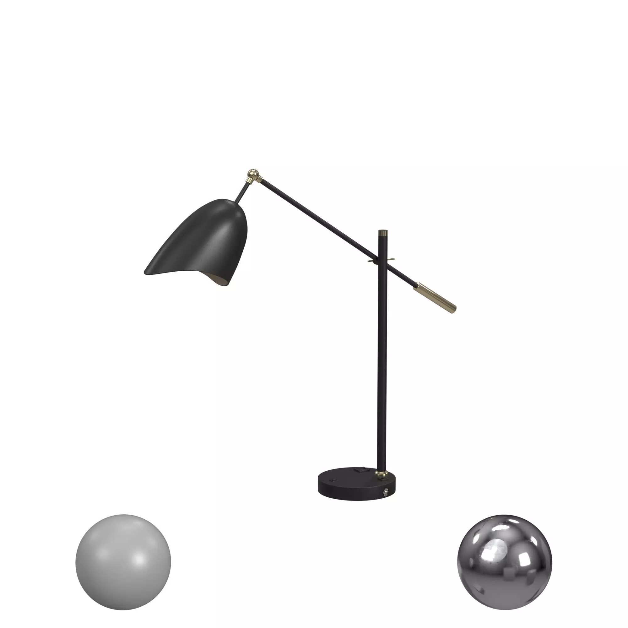 Black Munson Adjustable Metal USB Desk Lamp 3D model_0