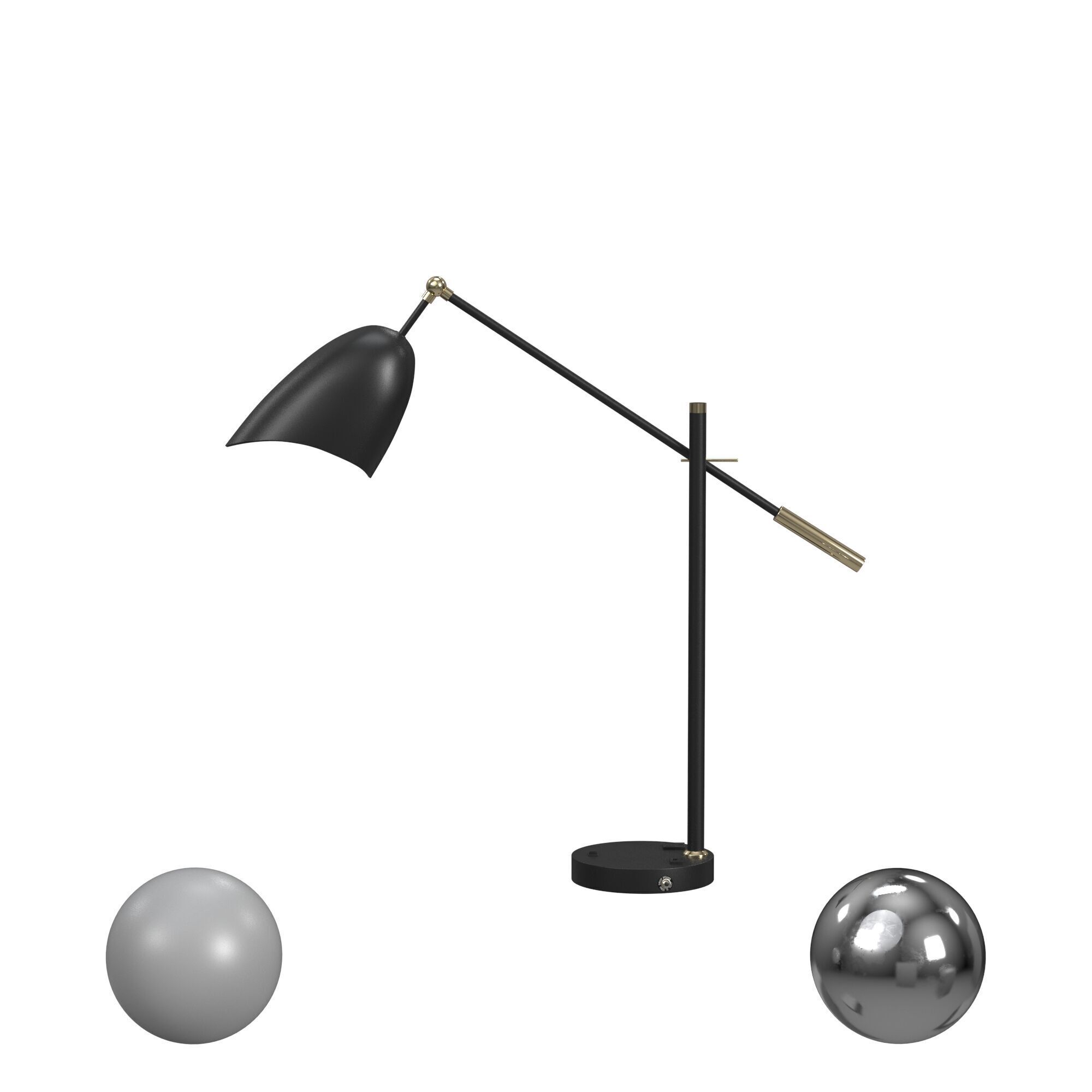 Black Munson Adjustable Metal USB Desk Lamp 3D model_1