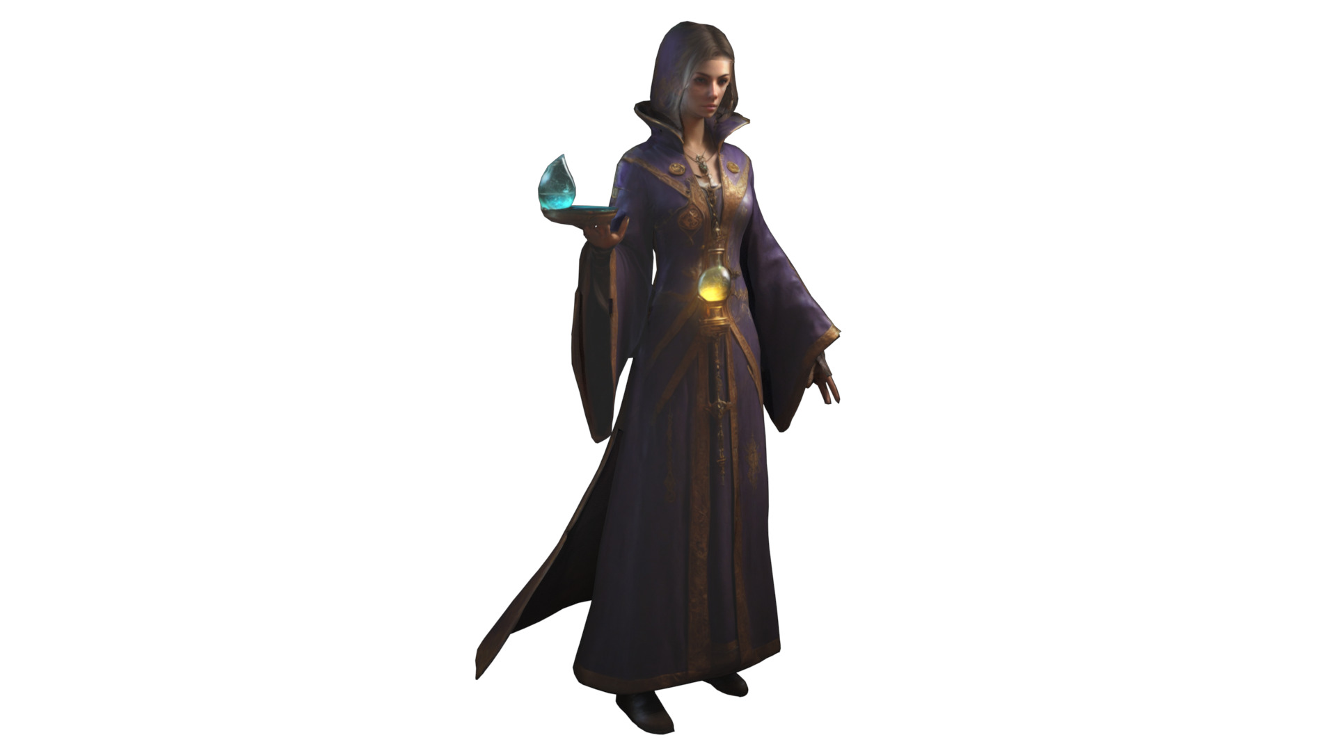 Fantasy Female Character Low-poly 3D model_4