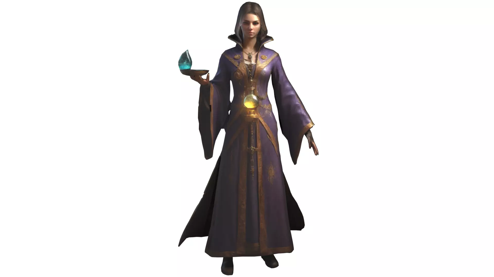 Fantasy Female Character Low-poly 3D model_0