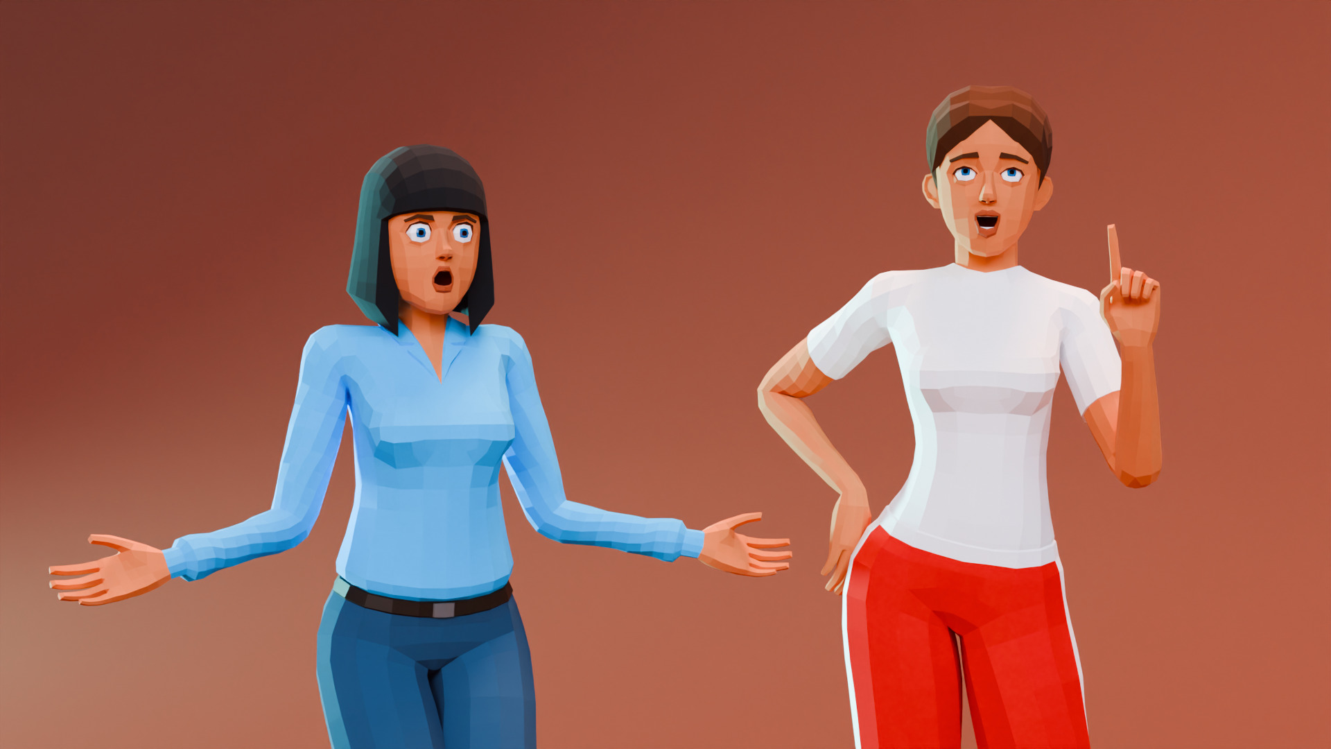 Modular woman low-poly stylized Low-poly 3D model_4