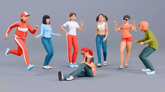 Modular woman low-poly stylized Low-poly 3D model