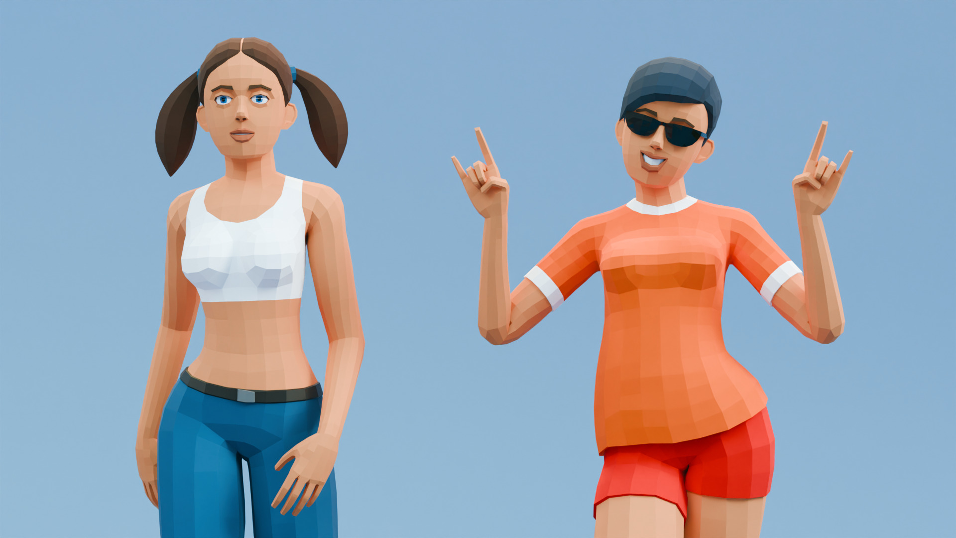 Modular woman low-poly stylized Low-poly 3D model_3