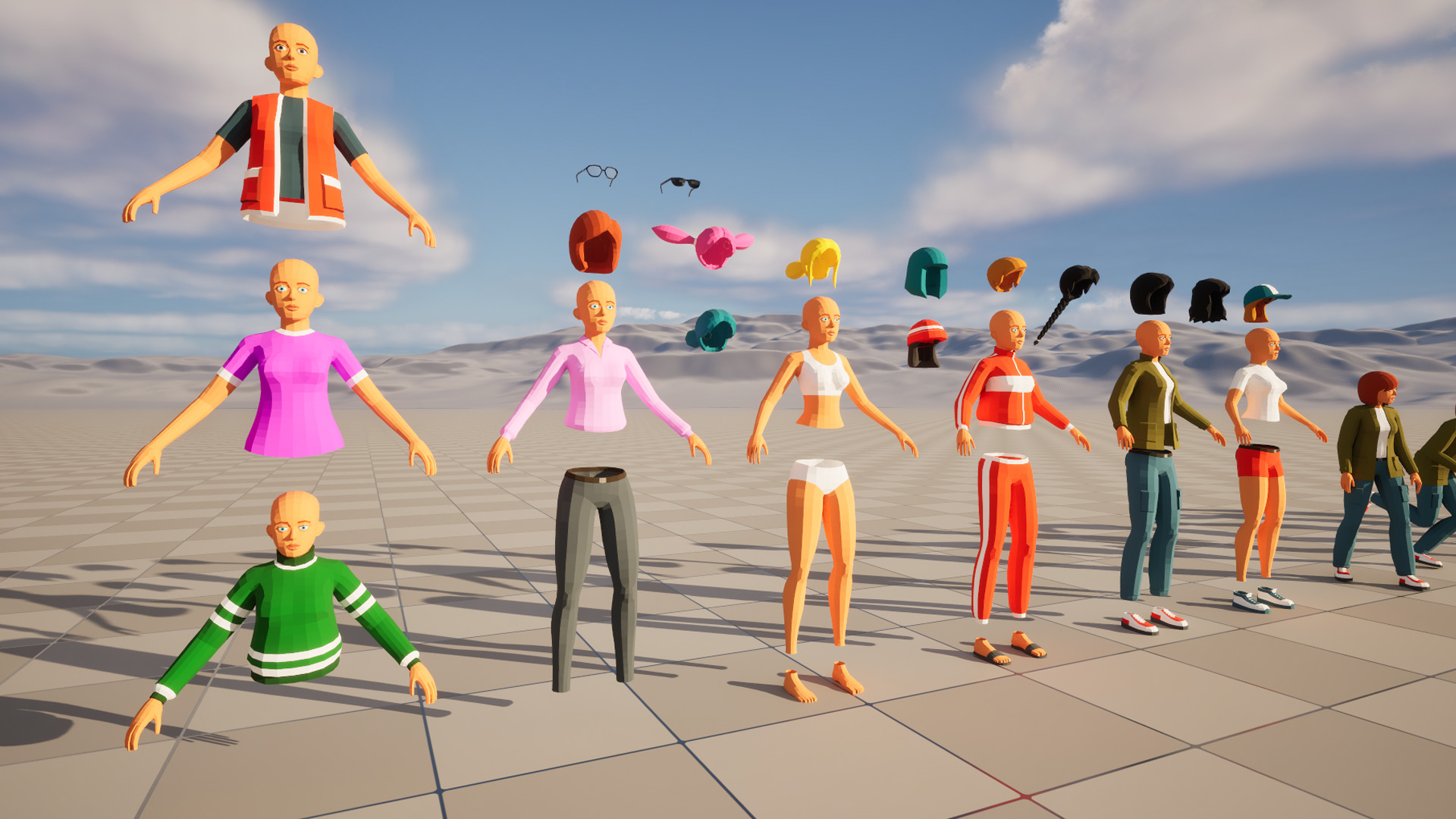 Modular woman low-poly stylized Low-poly 3D model_8