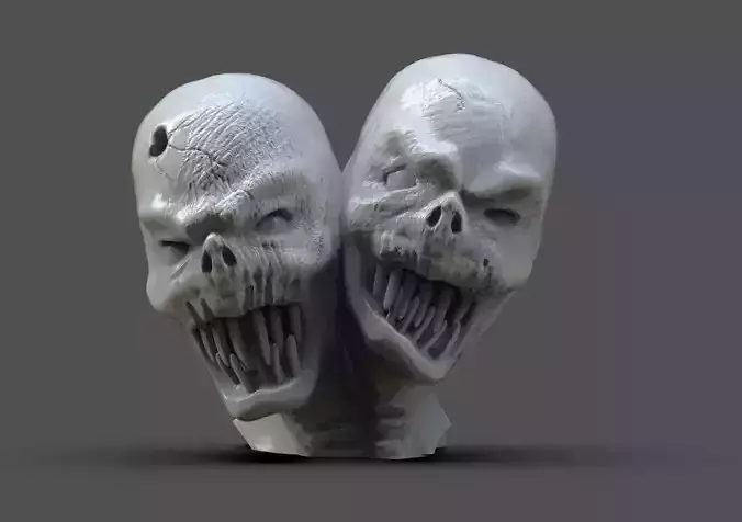 Two head monster bust