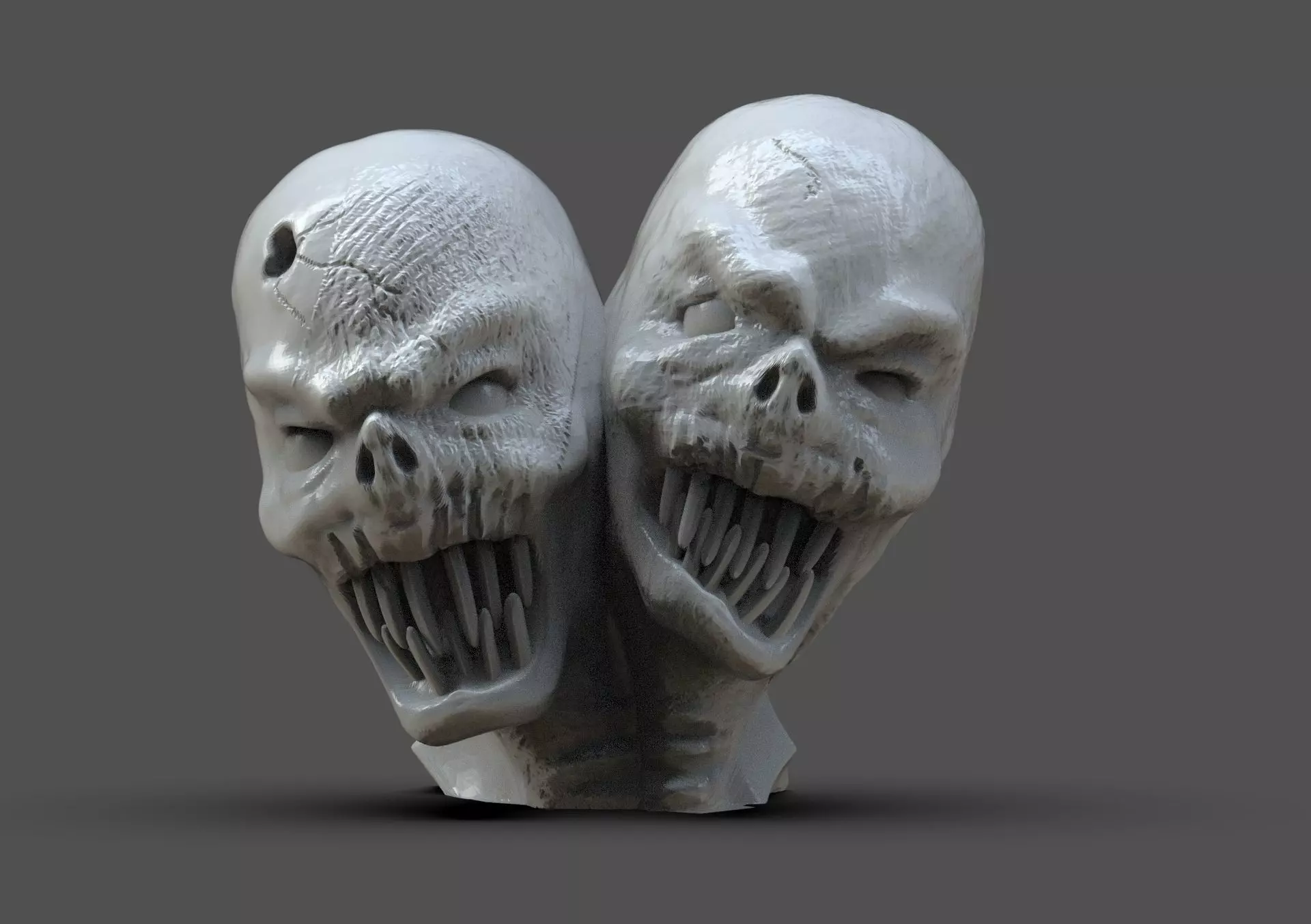 Two head monster bust 3D print model_0