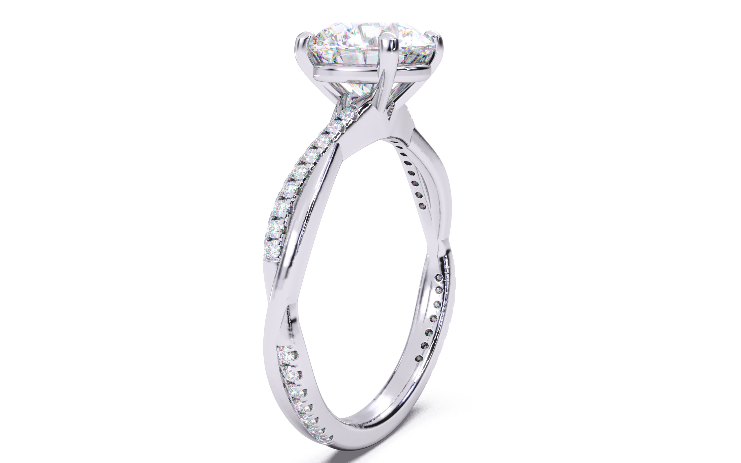 Round Diamond Pave Setting Solitaire Ring 3D print model_12