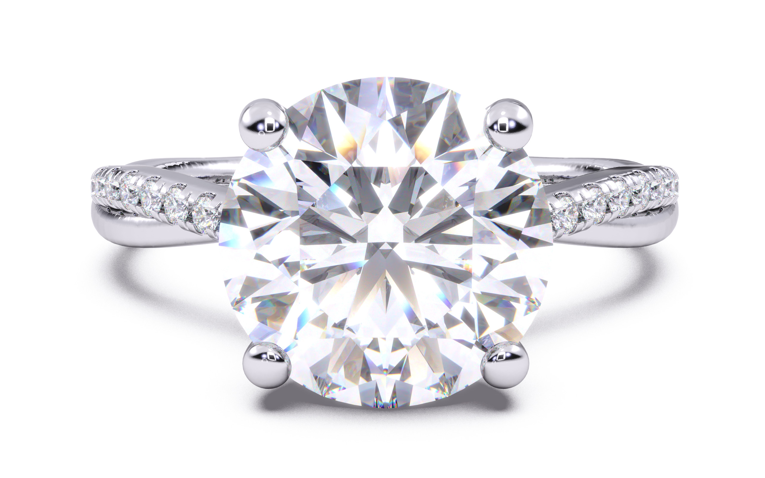 Round Diamond Pave Setting Solitaire Ring 3D print model_13